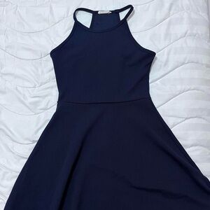 Elegant Navy Blue Halter Dress